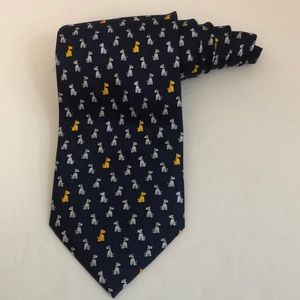 Sartorial Men’s Tie Navy w White & Yellow Dogs